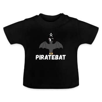 Pirate Bat Captains Piracy Gifts - Baby Organic T-Shirt with Round Neck - black - Front