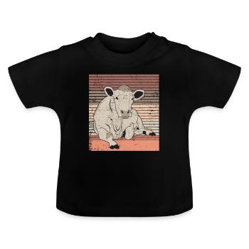 vache - T-shirt bio col rond Bébé - noir - Devant