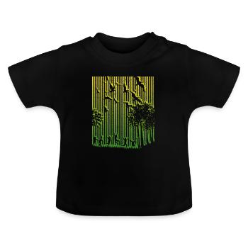Illusion, bar code - Baby Organic T-Shirt with Round Neck - black - Front