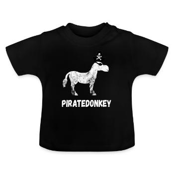 Pirate Donkey Piracy Horses Vintage Gifts - Baby Organic T-Shirt with Round Neck - black - Front