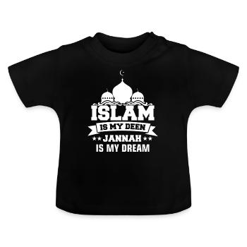 L’islam est mon deen jannah est mon rêve musulman islamique - T-shirt bio col rond Bébé - noir - Devant