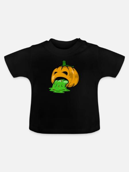 Puking Halloween Pumpkin Shirt - Økologisk T-shirt til baby, rund hals - sort