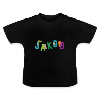 James - Baby Organic T-Shirt with Round Neck - black - Front