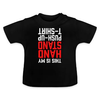 Hand Stand Upside Down - Baby Bio-T-Shirt mit Rundhals - Schwarz - Vorne