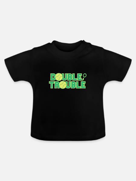 Tennis Double Trouble - Baby Bio-T-Shirt mit Rundhals - Schwarz