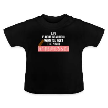 hair stylist - Baby Organic T-Shirt with Round Neck - black - Front