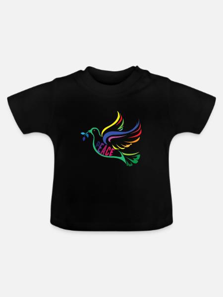 Friedenstaube - Baby Bio-T-Shirt mit Rundhals - Schwarz