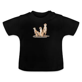 Erdmännchen Süße Tierkinder Zoo Tierliebhaber - Baby Bio-T-Shirt mit Rundhals - Schwarz - Vorne