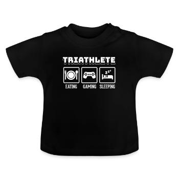 Triathlete Eating Gaming Sleeping Nerd Geek Gamer - Baby Organic T-Shirt with Round Neck - black - Front
