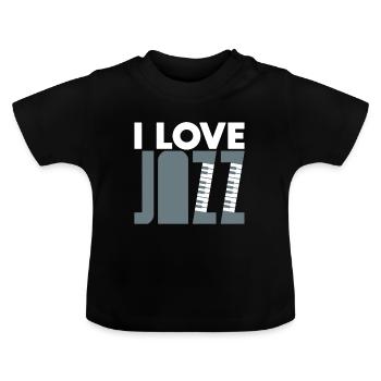 J'adore le jazz piano - T-shirt bio col rond Bébé - noir - Devant