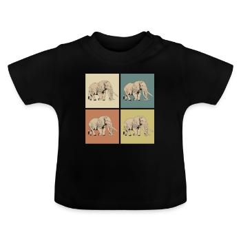 Éléphant pop art - T-shirt bio col rond Bébé - noir - Devant