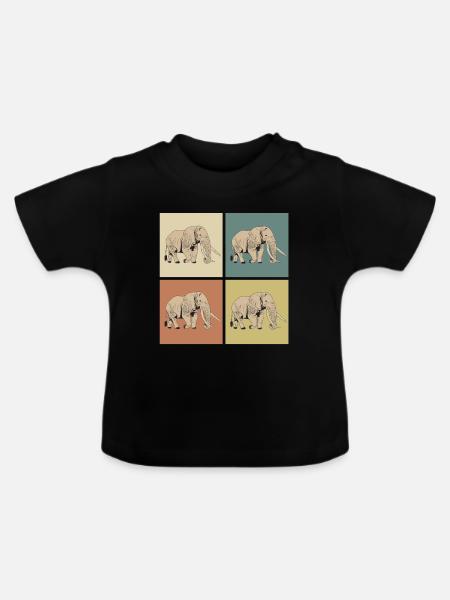 Pop-Art Elefant - Baby Bio-T-Shirt mit Rundhals - Schwarz
