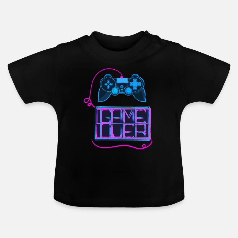 Jeu Gameover Game Nerd Geek - T-shirt bio col rond Bébé - noir