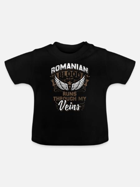 Rumänien - Baby Bio-T-Shirt mit Rundhals - Schwarz