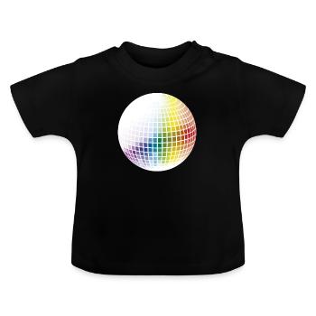 Boule disco arc-en-ciel - T-shirt bio col rond Bébé - noir - Devant