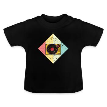 Turntable Oldschool - Baby Organic T-Shirt with Round Neck - black - Front