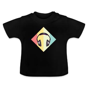 casque - T-shirt bio col rond Bébé - noir - Devant