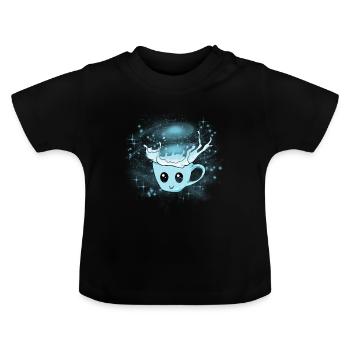 Milky Way Milk Cup Universe - Baby Organic T-Shirt with Round Neck - black - Front