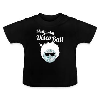 Funky Diskokugel Afro Brille Afrokamm Party Shirt - Baby Bio-T-Shirt mit Rundhals - Schwarz - Vorne