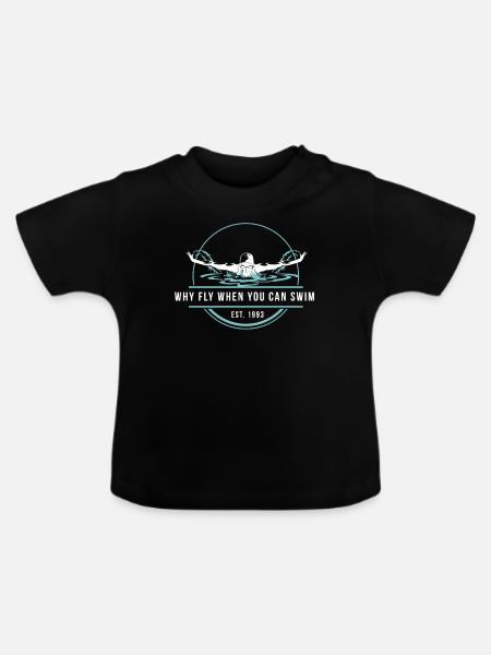 Schwimmen Lustige Sprueche Geschenkidee - Baby Bio-T-Shirt mit Rundhals - Schwarz