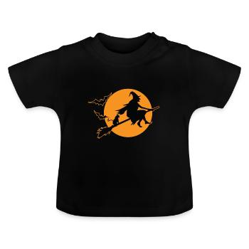 Witch witches broom Halloween - Baby Organic T-Shirt with Round Neck - black - Front