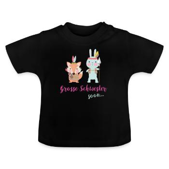 Big goose sister soon soon T-shirt - Baby Organic T-Shirt with Round Neck - black - Front