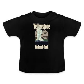Yellowstone National Park Deer Mountains Geyser - Baby Organic T-Shirt with Round Neck - black - Front