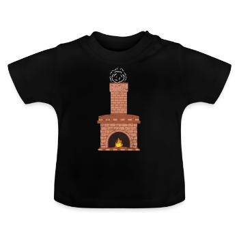 Cheminée cheminée noël cadeau laid - T-shirt bio col rond Bébé - noir - Devant