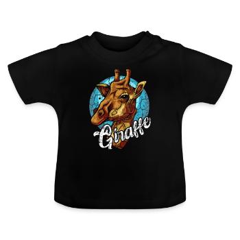Steppe Giraffe Wild Animal Giraffe Wilderness Cloven Hoofed Animal - Baby Organic T-Shirt with Round Neck - black - Front