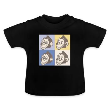 Pop Art Affe - Baby Bio-T-Shirt mit Rundhals - Schwarz - Vorne
