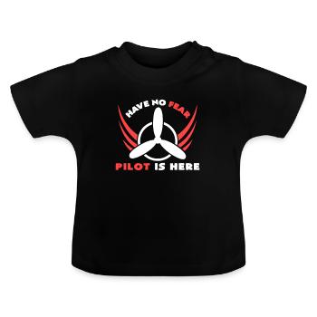 Pilot - Baby Bio-T-Shirt mit Rundhals - Schwarz - Vorne