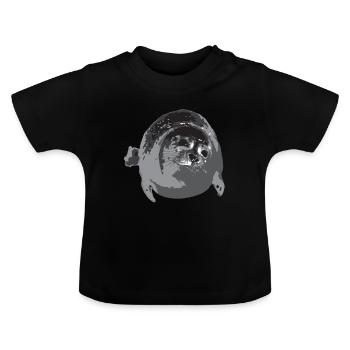 Dicke Robbe - Baby Bio-T-Shirt mit Rundhals - Schwarz - Vorne