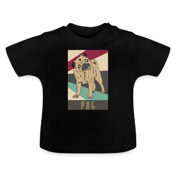 Mops - Baby Bio-T-Shirt mit Rundhals - Schwarz - Vorne
