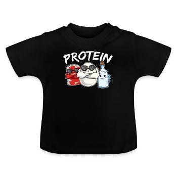 Protein Protein Muscle Building Training Fitness Force - Baby Organic T-Shirt with Round Neck - black - Front
