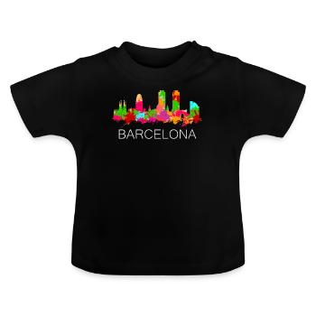 Barcelone - T-shirt bio col rond Bébé - noir - Devant