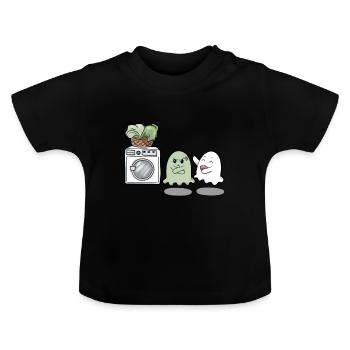 Geist Kostüm Waschmaschine dreckiges Lacken - Baby Bio-T-Shirt mit Rundhals - Schwarz - Vorne