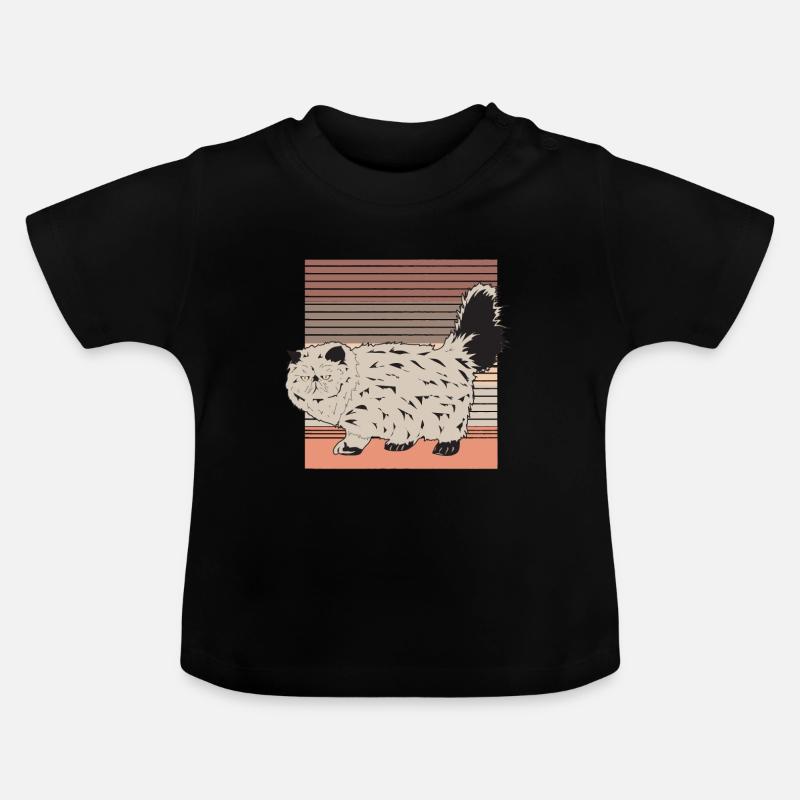 Retro Grumpy Cat - Baby Organic T-Shirt with Round Neck - black