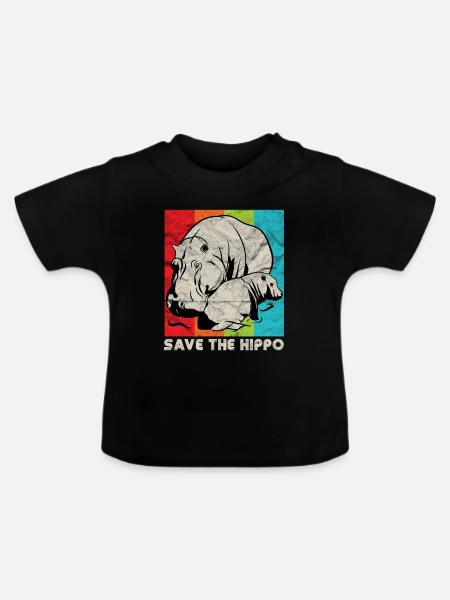 Schütze die Nilpferde | Nilpferd - Baby Bio-T-Shirt mit Rundhals - Schwarz