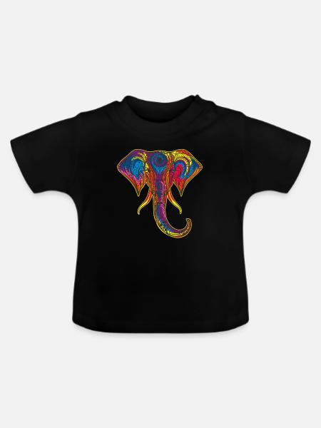 Elefant - Baby Bio-T-Shirt mit Rundhals - Schwarz