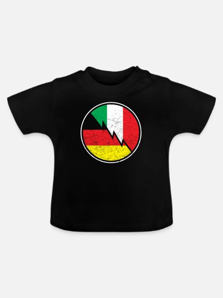 Halber Italiener halber Deutscher - Baby Bio-T-Shirt mit Rundhals - Schwarz