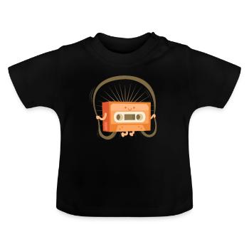 cassette - T-shirt bio col rond Bébé - noir - Devant