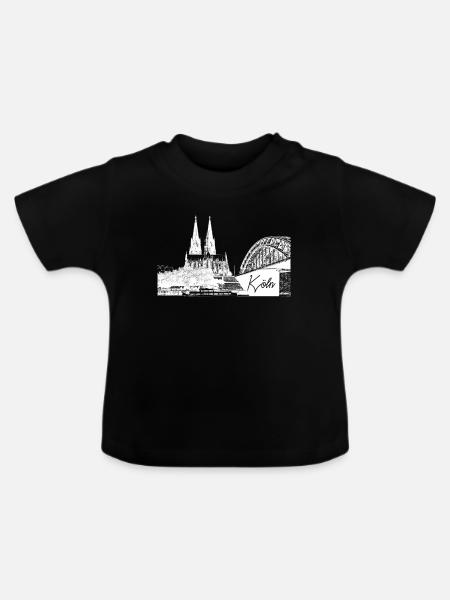 Kölner Dom - Baby Bio-T-Shirt mit Rundhals - Schwarz