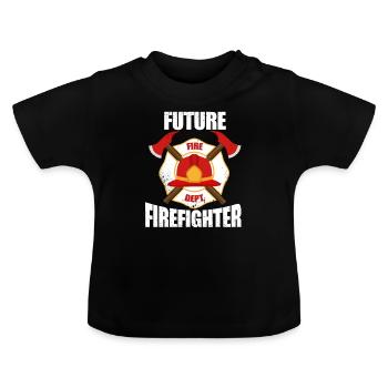 Feuerwehrmann - Baby Bio-T-Shirt mit Rundhals - Schwarz - Vorne
