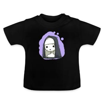 Horror Nonne - Baby Bio-T-Shirt mit Rundhals - Schwarz - Vorne