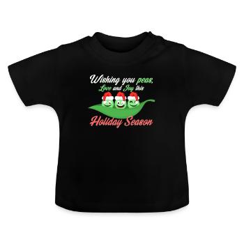 Christmas peas - Baby Organic T-Shirt with Round Neck - black - Front