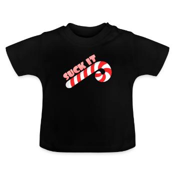 Zuckerstange - Baby Bio-T-Shirt mit Rundhals - Schwarz - Vorne