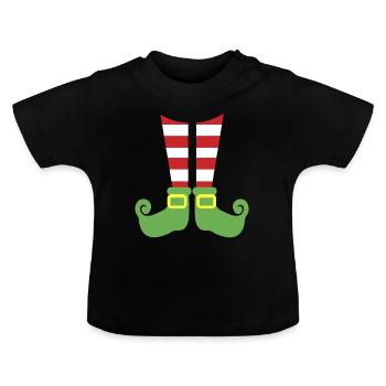 WEIHNACHTEN ELFENBEINE - Baby Bio-T-Shirt mit Rundhals - Schwarz - Vorne