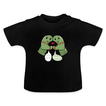 Handschuh Liebe Winter Winterzeit Cheey - Baby Bio-T-Shirt mit Rundhals - Schwarz - Vorne