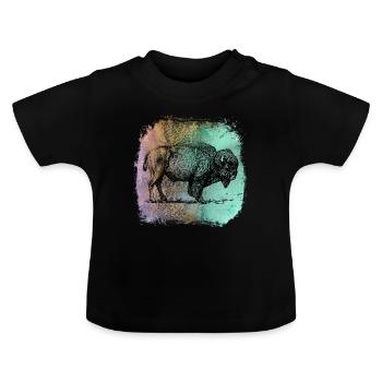 Büffel Bison bison bison Buffalo Wisent T-shirt - T-shirt bio col rond Bébé - noir - Devant