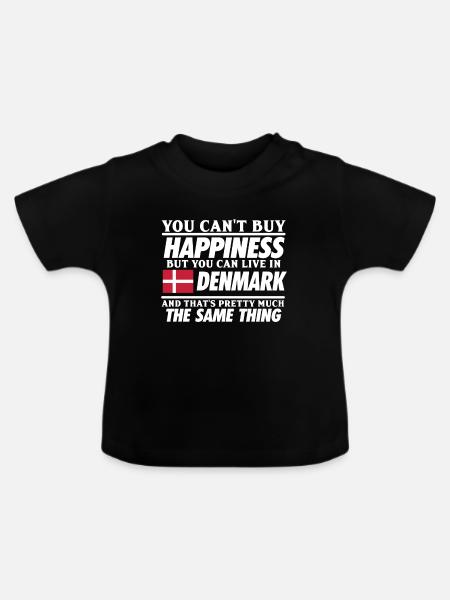 Glücklich in Dänemark Heimat Stolz Geschenk - Økologisk T-shirt til baby, rund hals - sort